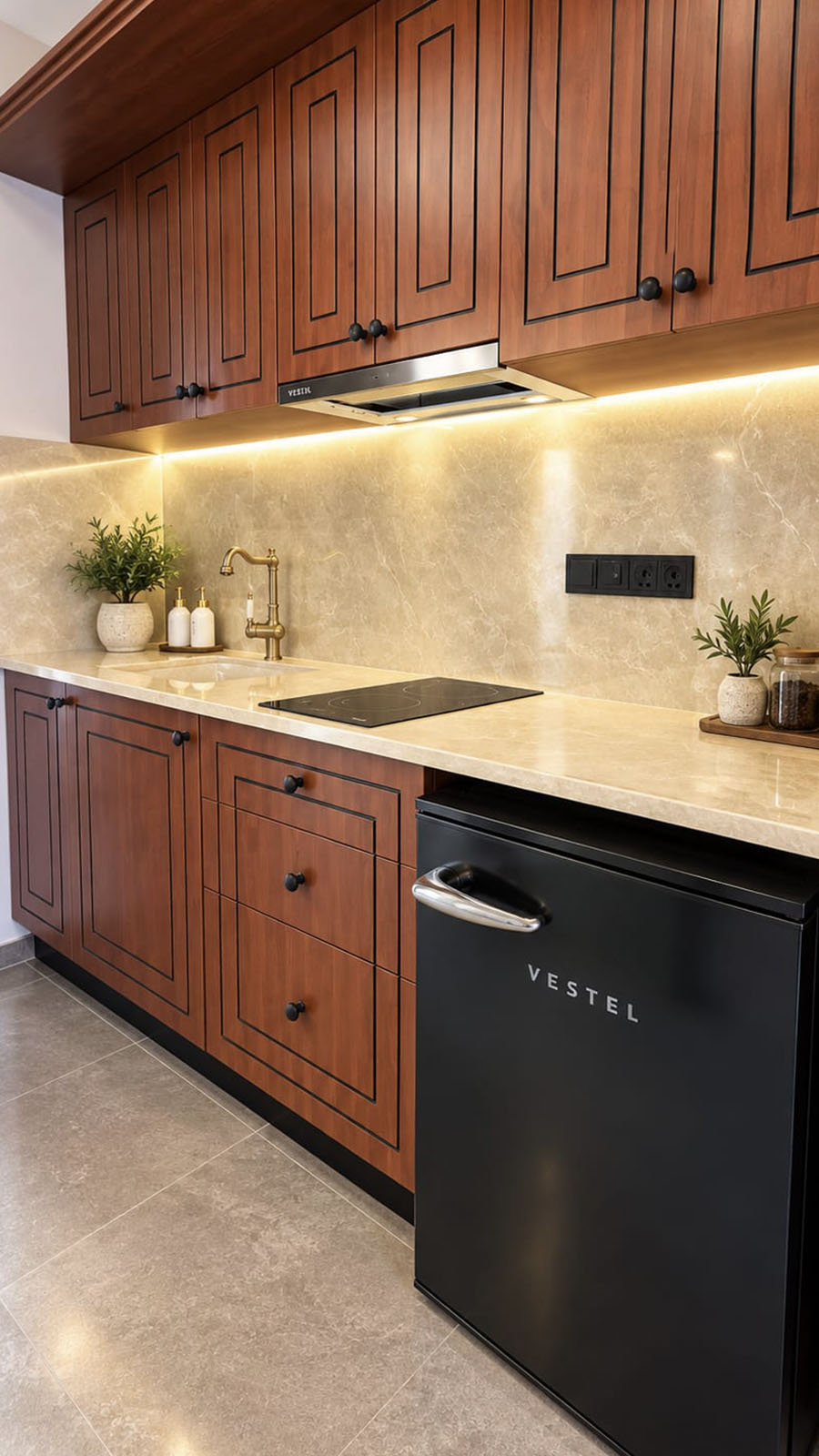 Kıbrıs Konağı Double Room oda içi mutfak ve kahve köşesi