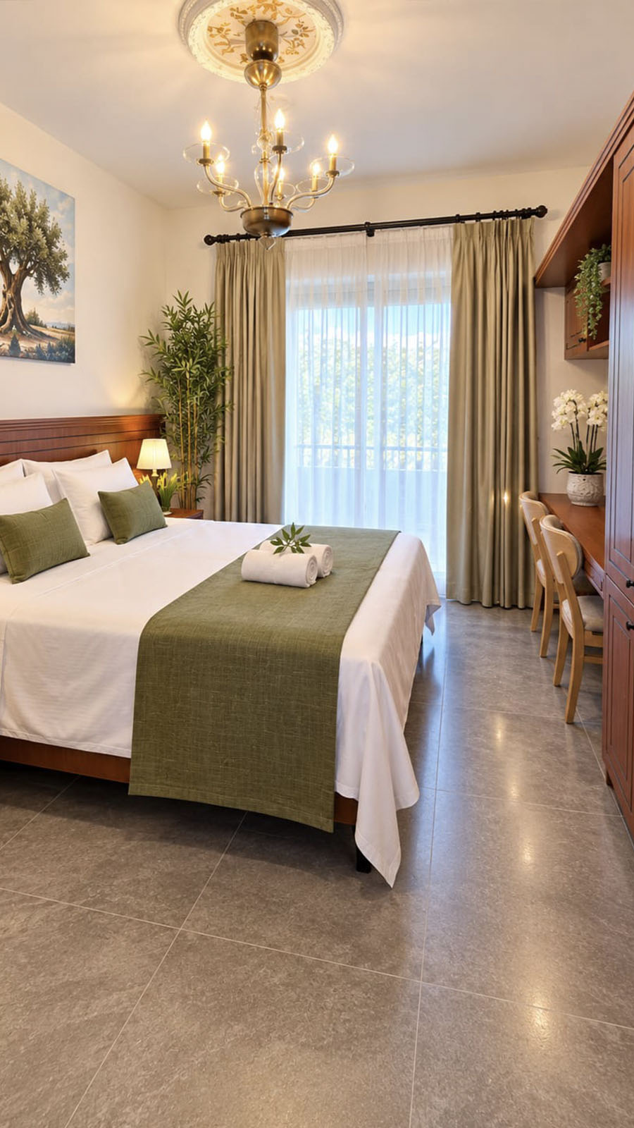 Kıbrıs Konağı Double Room lüks çift kişilik yatak ve oda içi